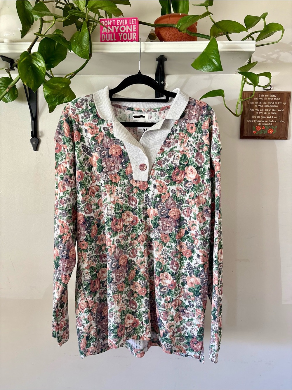 Floral Long-Sleeve - Pink & Green